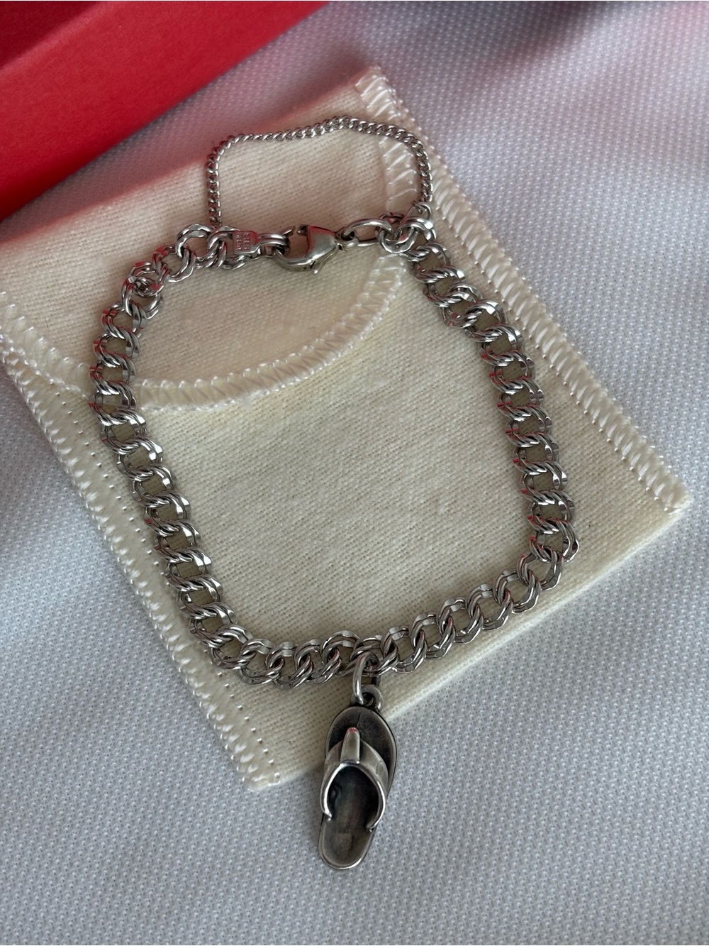 James Avery Double Curb Charm Bracelet with retired Sandal | Flip Flop Charm
